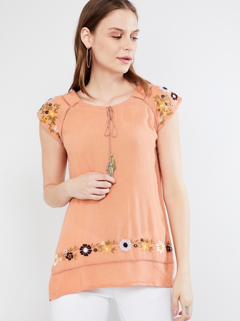 

max Women Pink Embroidered Top
