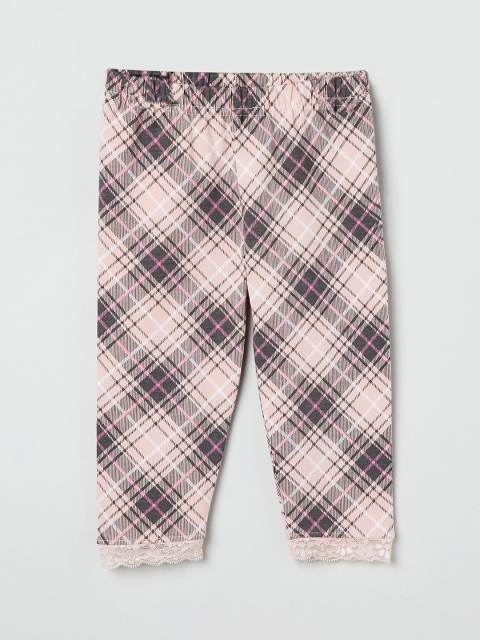 

max Girls Pink & Black Checked Ankle-Length Leggings