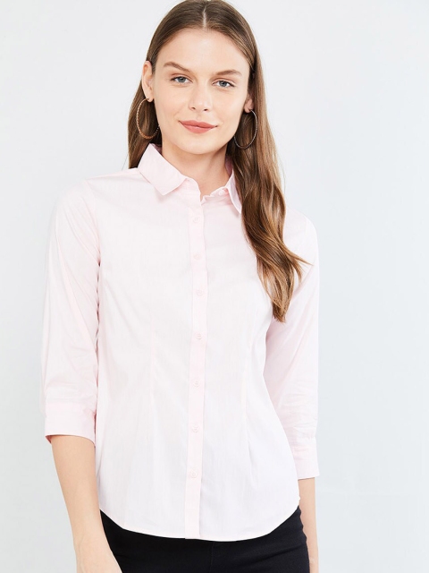 

max Women Pink Regular Fit Solid Formal Shirt