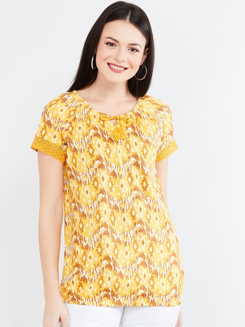 

max Women Yellow Printed Top