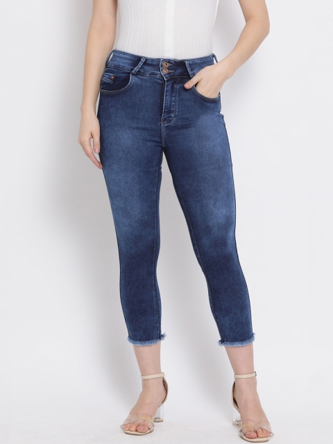 

Code 61 Women Blue Skinny Fit High-Rise Clean Look Stretchable Cropped Jeans