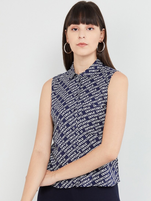 

max Women Blue Regular Fit Printed Casual Shirt