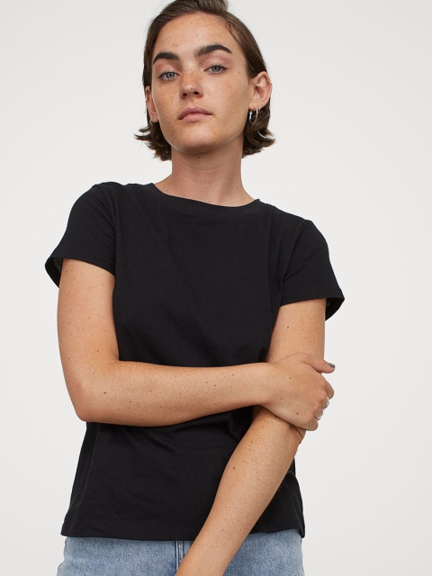 

H&M Women Black Jersey T-shirt