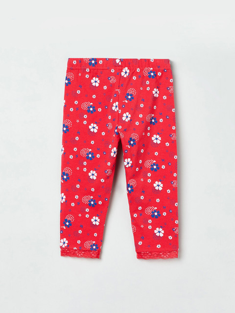 

max Girls Red & Blue Floral Printed Ankle-Length Leggings