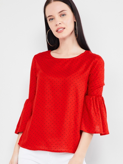 

max Women Red Polka Dot Printed Top