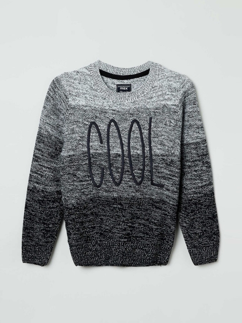 

max Boys Grey Printed Pullover Sweater