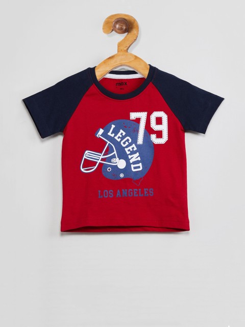 

max Boys Red Printed Round Neck T-shirt
