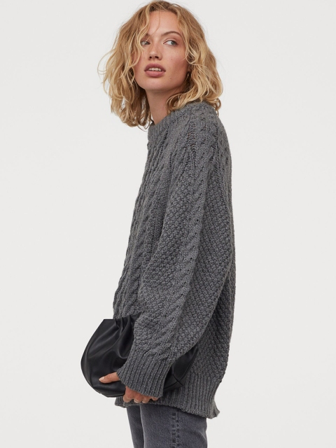 

H&M Women Grey Cable Knit Jumper