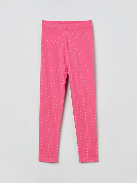 

max Girls Pink Solid Ankle-Length Leggings