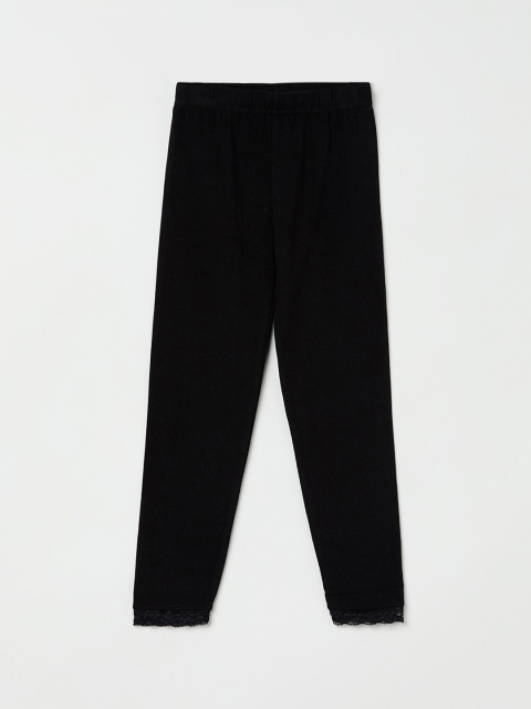 

max Girls Black Solid Ankle-Length Leggings