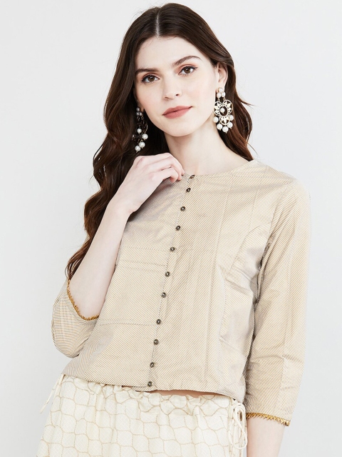 

max Women Beige Striped Top