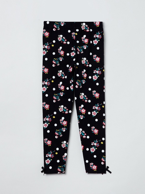 

max Girls Black & White Printed Ankle-Length Leggings