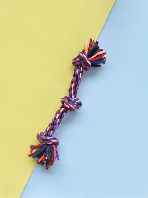 

Heads Up For Tails Multicoloured Woven Design 3 Knot Tugger Dog Rope Toy, Multi
