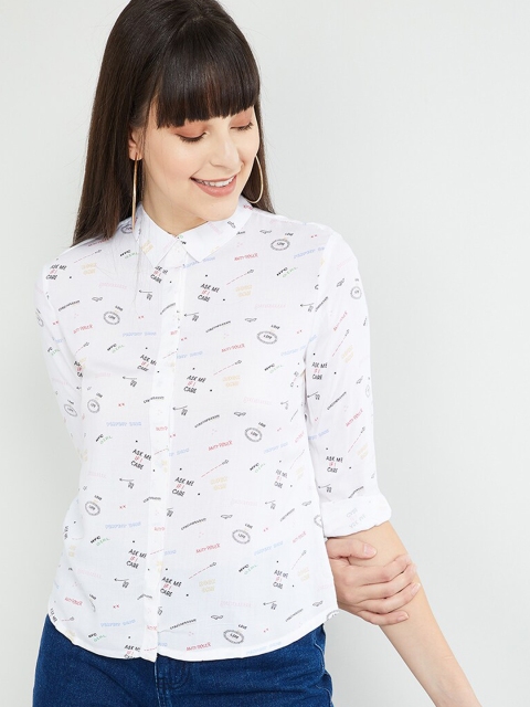 

max Women Off-White Regular Fit Printed Casual Shirt