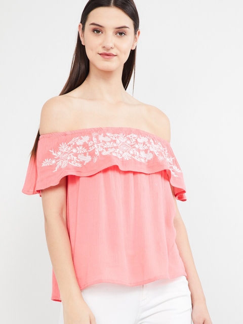 

max Women Pink Embroidered Bardot Top