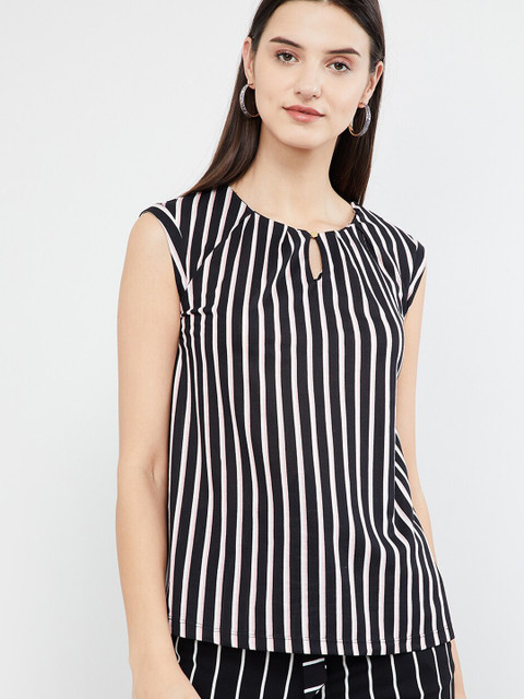 

max Women Black Striped Top