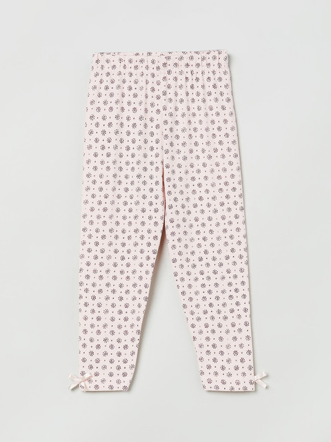 

max Girls Pink & Burgundy Printed Ankle-Length Leggings