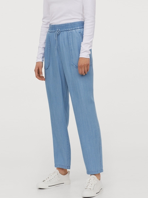 

H&M Women Blue Solid Pull On Trousers