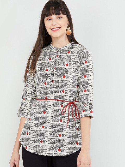 

max Women Off-White & Black Printed Tunic