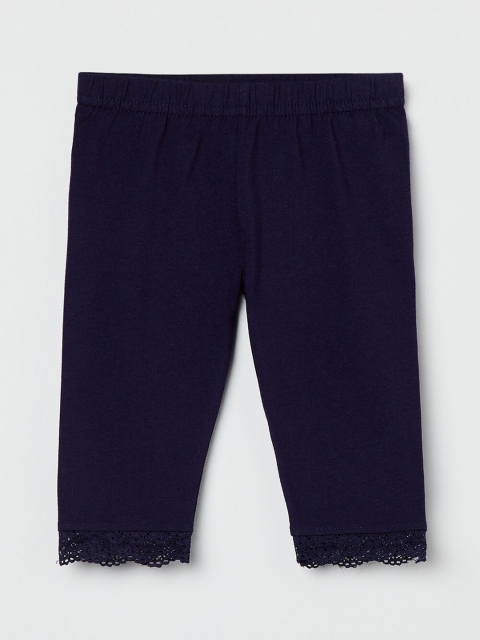 

max Girls Blue Solid Ankle-Length Leggings