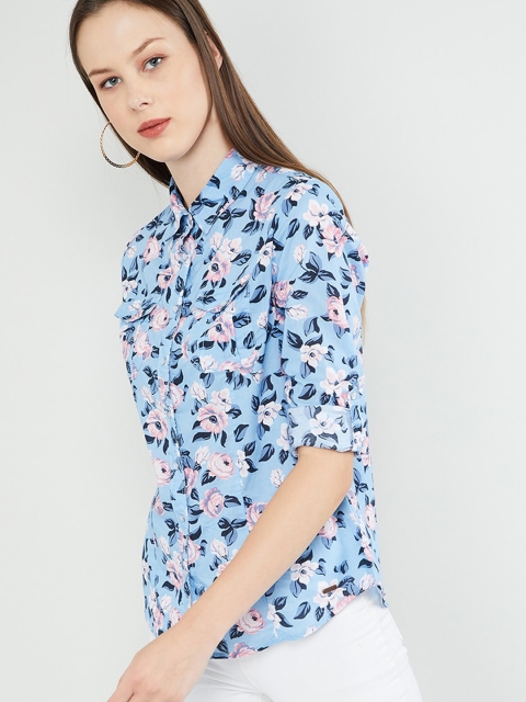 

max Women Blue Regular Fit Printed Casual Shirt