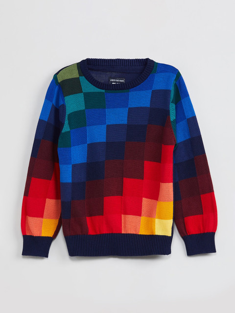 

max Boys Multicoloured Checked Pullover Sweater, Multi