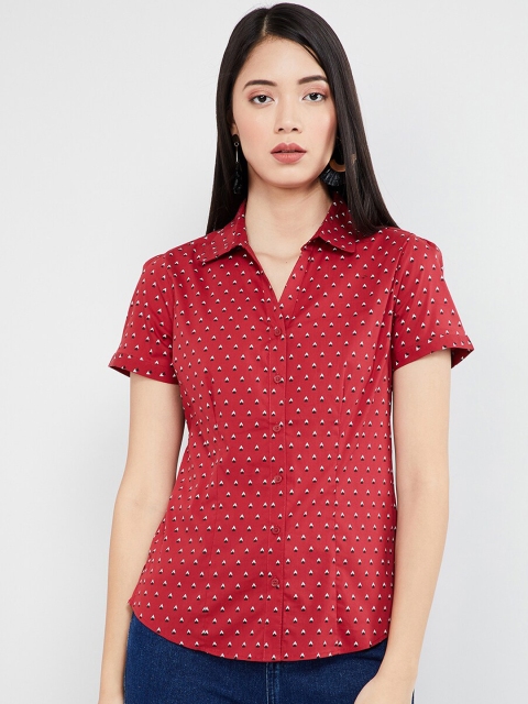 

max Women Red Regular Fit Printed Casual Shirt
