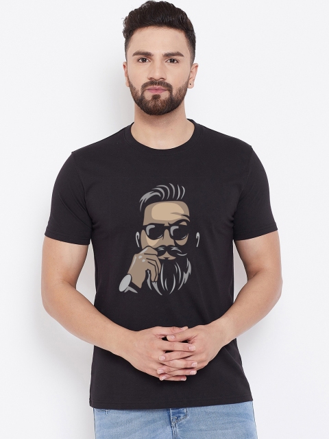 

wesquare Men Black Printed Round Neck T-shirt