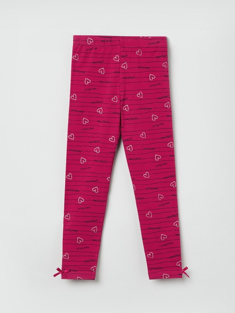 

max Girls Pink & Black Printed Ankle-Length Leggings