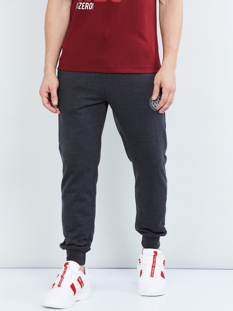 max Men Grey Solid Straight-Fit Joggers