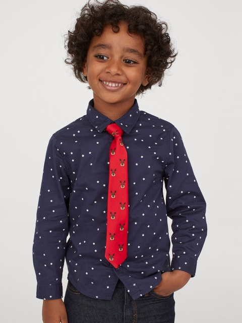 

H&M Boys Blue Printed Shirt And Tie/bow tie
