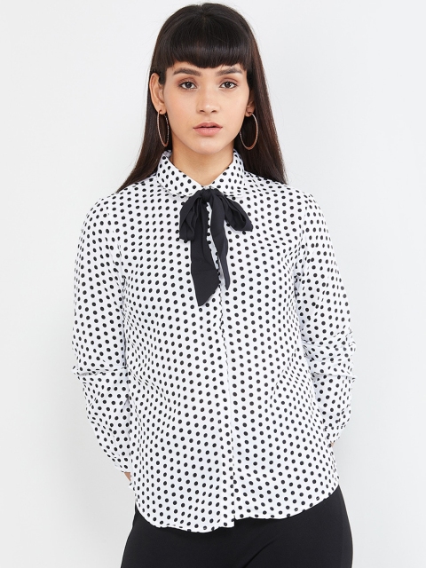 

max Women White & Black Slim Fit Printed Casual Shirt