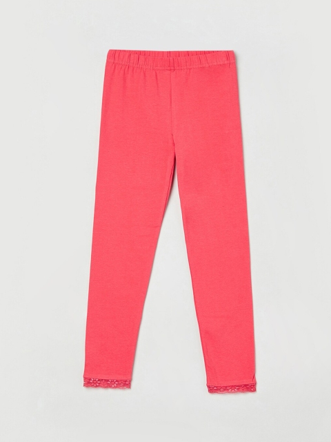 

max Girls Pink Solid Ankle-Length Leggings