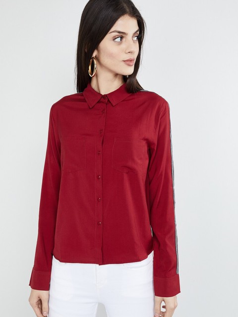 

max Women Maroon Regular Fit Solid Casual Shirt