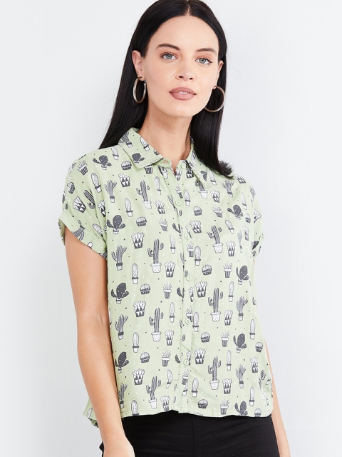 

max Women Green Regular Fit Printed Casual Shirt