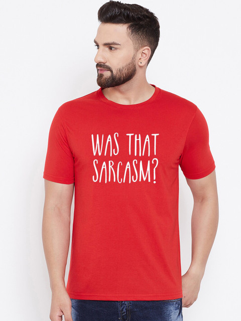 

wesquare Men Red Printed Round Neck T-shirt