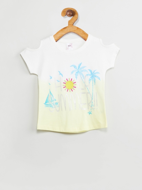 

max Girls Yellow & White Printed Top