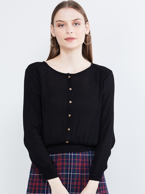 

max Women Black Solid Blouson Top