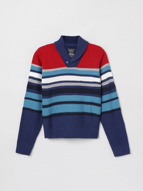 

max Boys Blue Striped Pullover Sweater