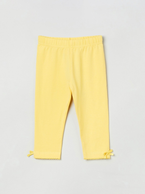 

max Girls Yellow Solid Ankle-Length Leggings