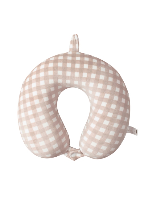 

Story@home Unisex Taupe & White Checked U-Shaped Memory Foam Travel Neck Pillow