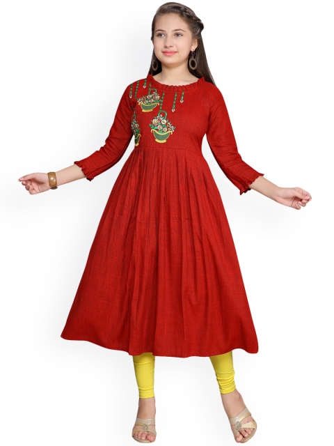 

Aarika Girls Maroon Solid Anarkali Kurta