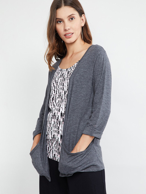 

max Women Grey Melange Solid Top