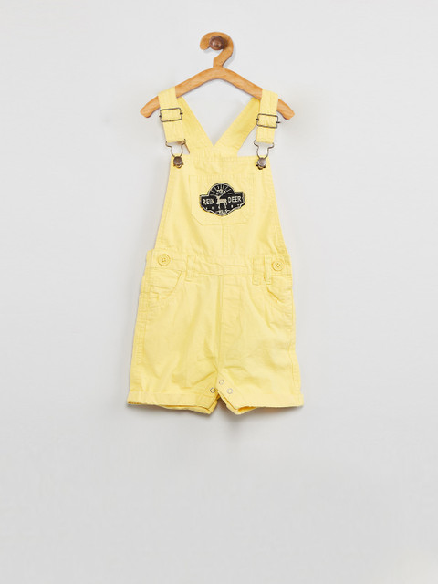 

max Boys Yellow Solid Dungarees