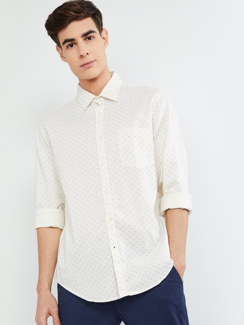 

max Men Beige Regular Fit Printed Casual Shirt
