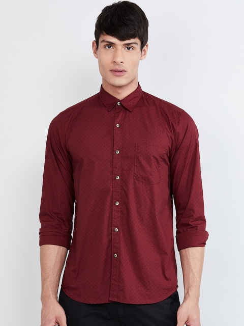 max Men Maroon Regular Fit Printed Casual Shirt