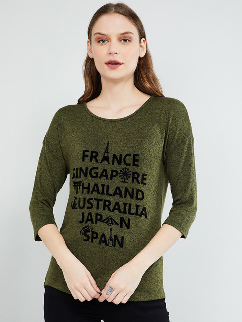 

max Women Olive Green Printed Top
