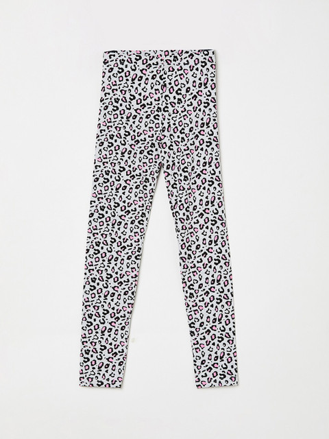 

max Girls Grey & Black Animal Printed Ankle-Length Leggings