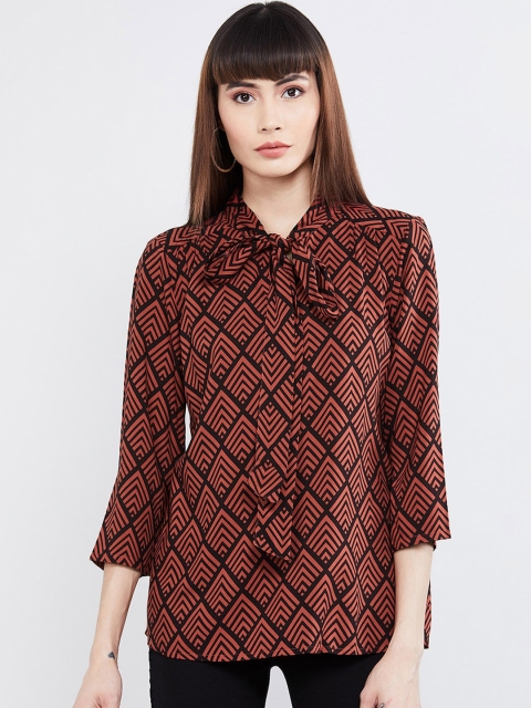 

max Women Rust Red Printed Top
