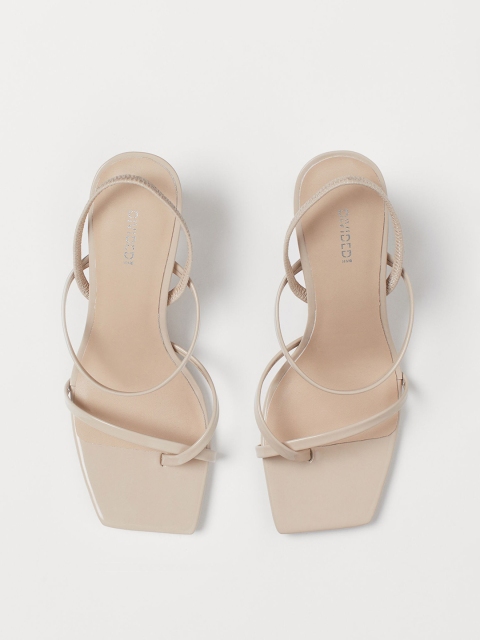 

H&M Women Beige Solid Block-Heeled Sandals